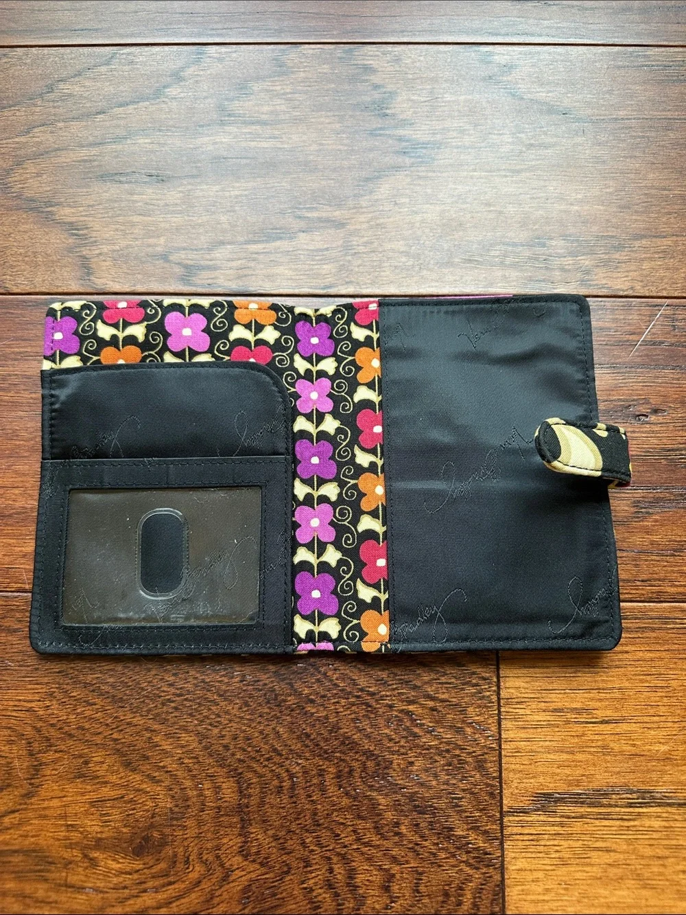 Vera Bradley Black Floral Snap passport holder